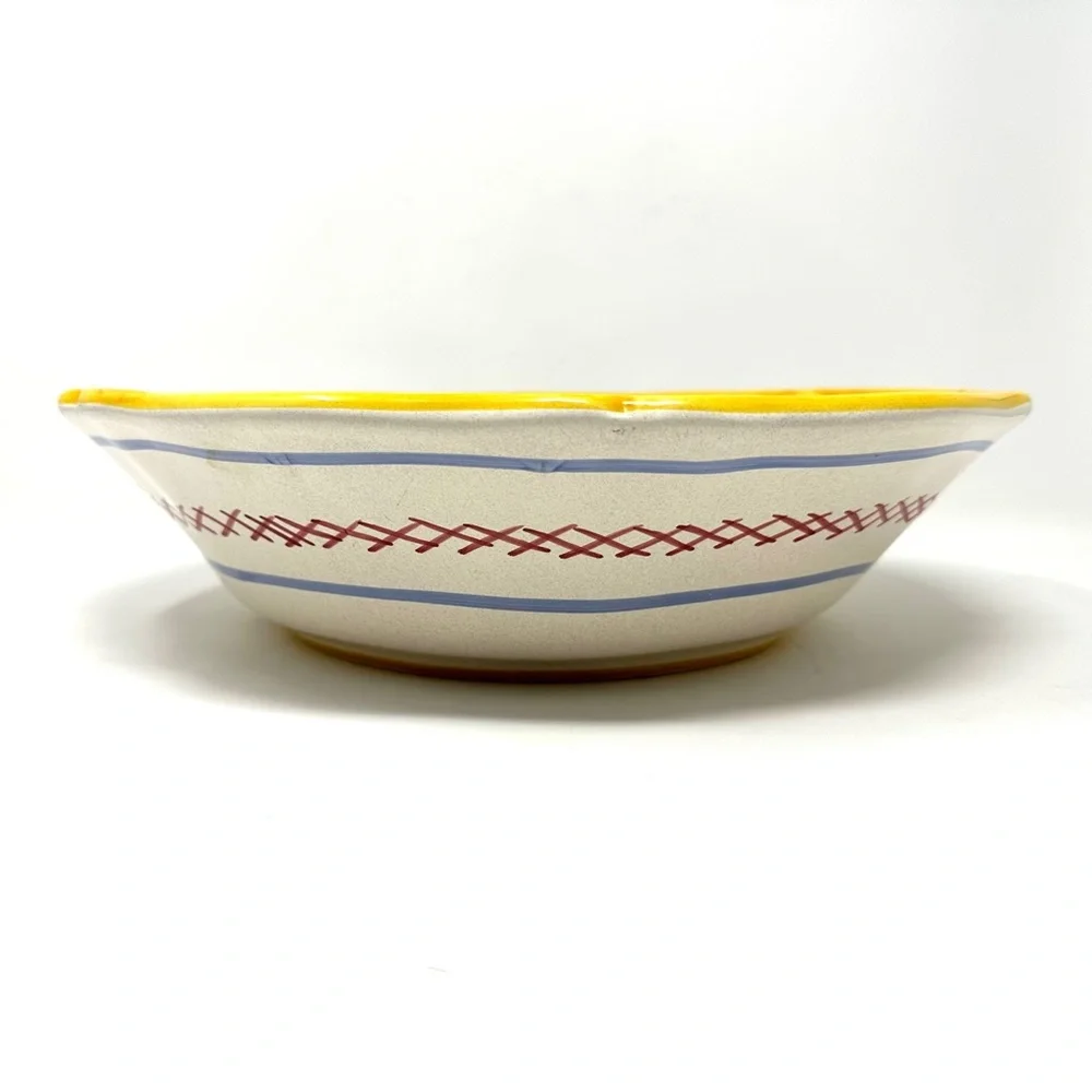 Rare Sur La Table Tuscan Fruit Pattern Lg. Serving Bowl Scalloped Rim Pretty!